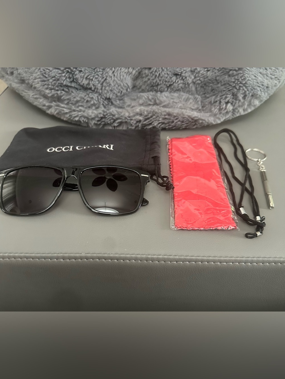 Occi Chiari Black Sunglasses with Red Cleaning Cloth